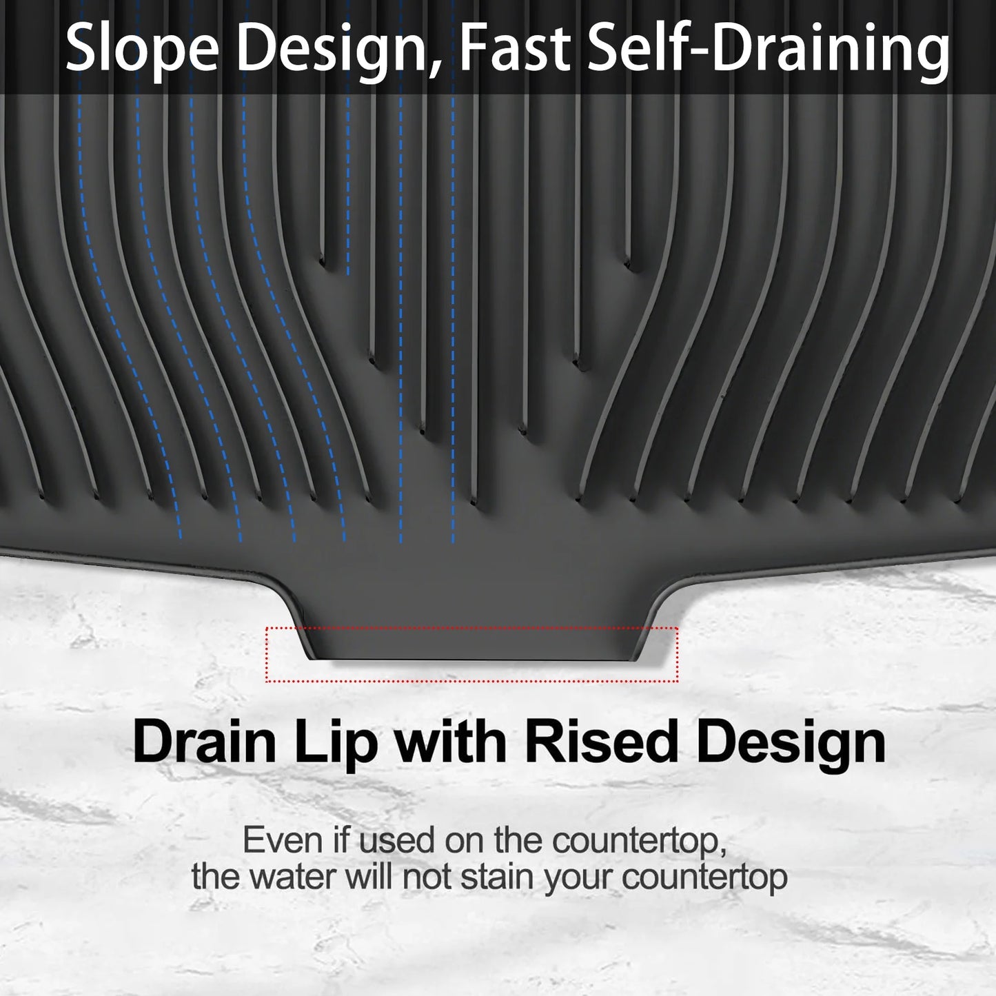 Revolutionary Silicone Dish Drying Mat with Drain Lip – Extra Large 18.9"X13.8" for Effortless Kitchen Cleanup, Hygienic and Easy to Store