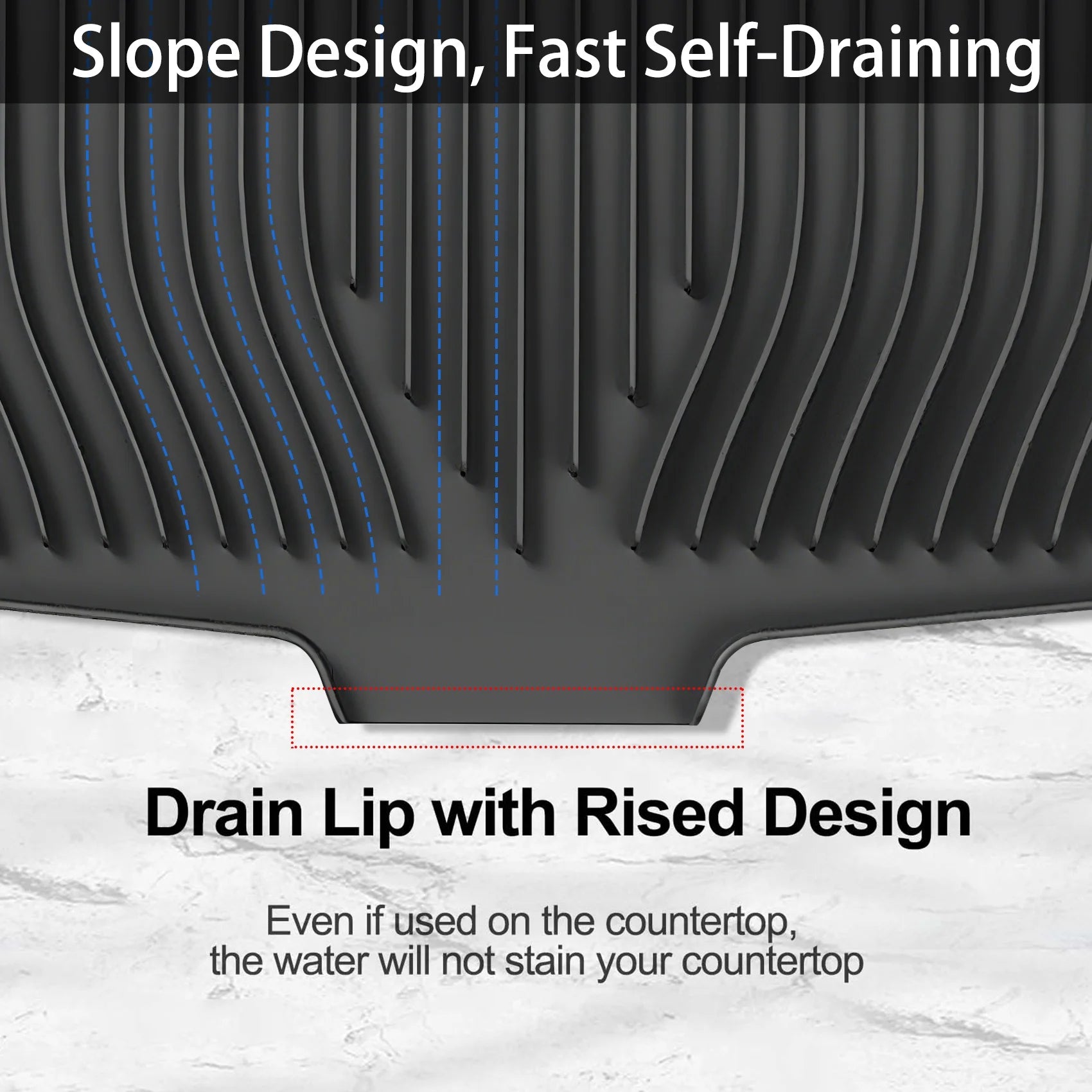 Revolutionary Silicone Dish Drying Mat with Drain Lip – Extra Large 18.9"X13.8" for Effortless Kitchen Cleanup, Hygienic and Easy to Store